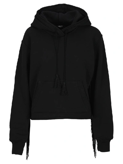 Shop Amiri Tassel Detailed Hoodie In Black