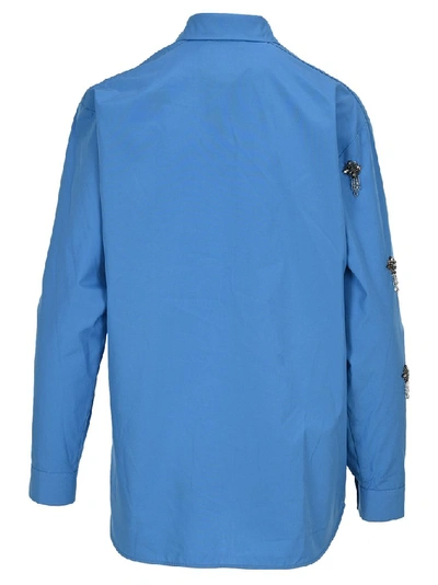 Shop N°21 Brooch Embellished Shirt In Blue