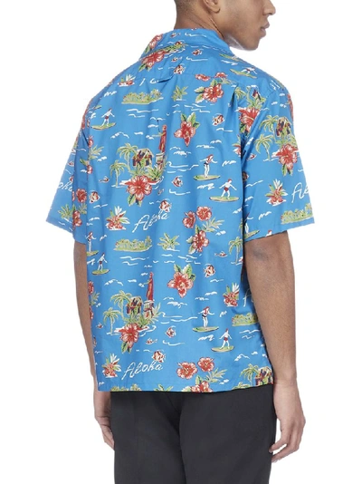 Shop Prada Hawaiian Shirt In Blue