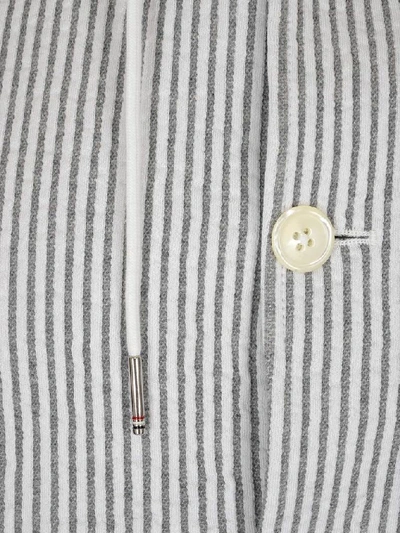 Shop Thom Browne Striped Hooded Blazer In Grey
