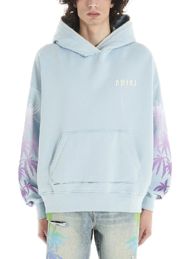 Shop Amiri Oversized Logo Embroidered Hoodie In Blue