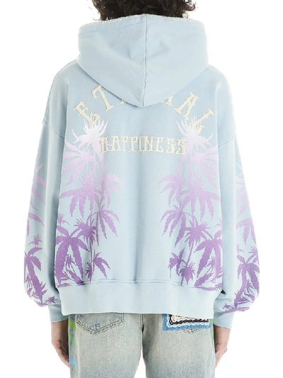 Shop Amiri Oversized Logo Embroidered Hoodie In Blue