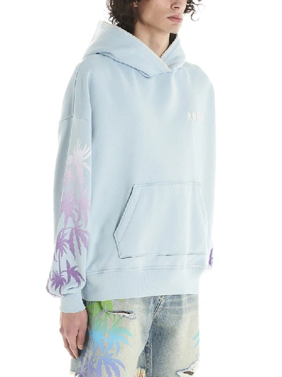 Shop Amiri Oversized Logo Embroidered Hoodie In Blue