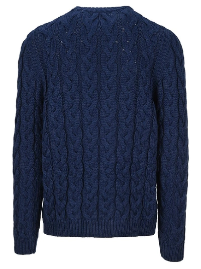 Shop Alanui Cable Knit Sweater In Navy