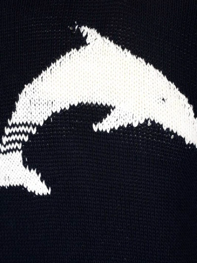 Shop Thom Browne Intarsia Dolphin Sweater In Navy