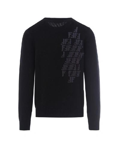 Shop Fendi Ff Jacquard Sweater In Black