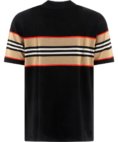 Shop Burberry Icon Striped Polo Shirt In Black