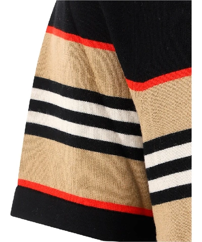 Shop Burberry Icon Striped Polo Shirt In Black