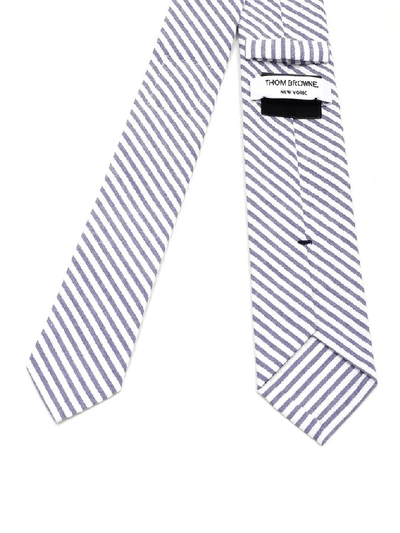 Shop Thom Browne Striped Tie In Blue