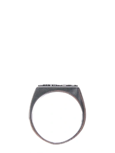 Shop Alexander Mcqueen Engraved Amq Ring In Silver