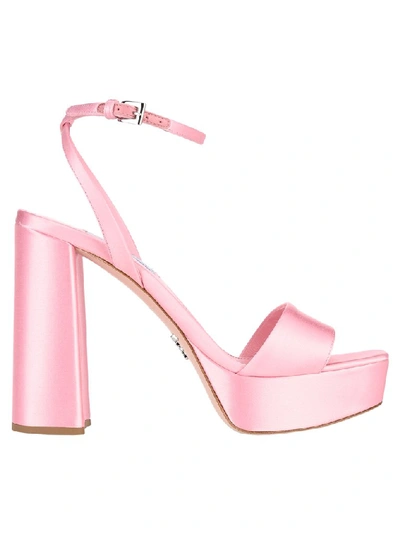 Shop Prada Ankle Strap Platform Sandals In Pink