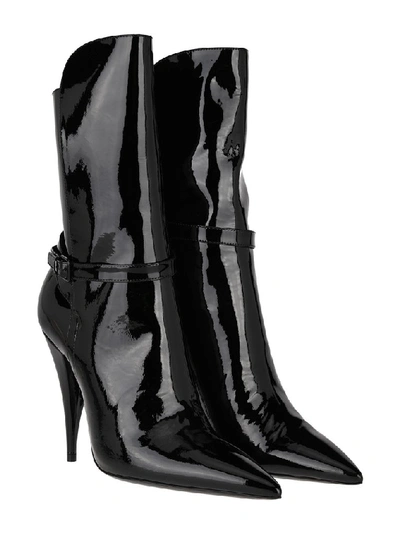 Shop Saint Laurent Kiki Patent Boots In Black