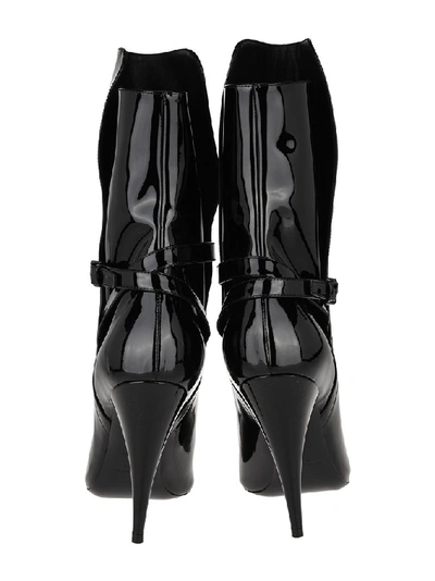 Shop Saint Laurent Kiki Patent Boots In Black