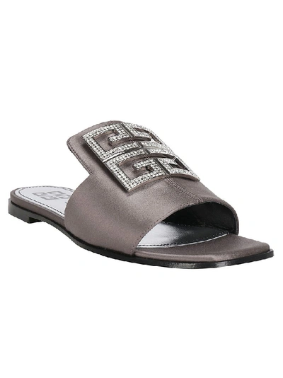 Shop Givenchy 4g Logo Plaque Slides In Grey