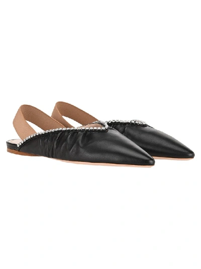 Shop Miu Miu Slingback Embellished Ballerina Flats In Black