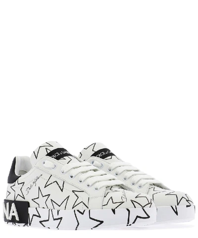 Shop Dolce & Gabbana Star Printed Sneakers In White