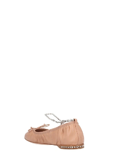 Shop Miu Miu Embellished Ballerina Flat Shoes In Beige