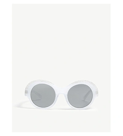 Shop Alain Mikli X Alexandre Vauthier A05040 Roselyne Round-frame Sunglasses In White