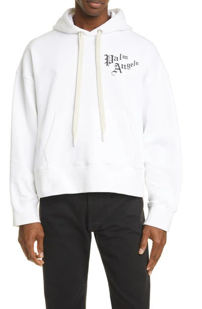 Shop Palm Angels Sacred Heart Logo Graphic Cotton Hoodie In White