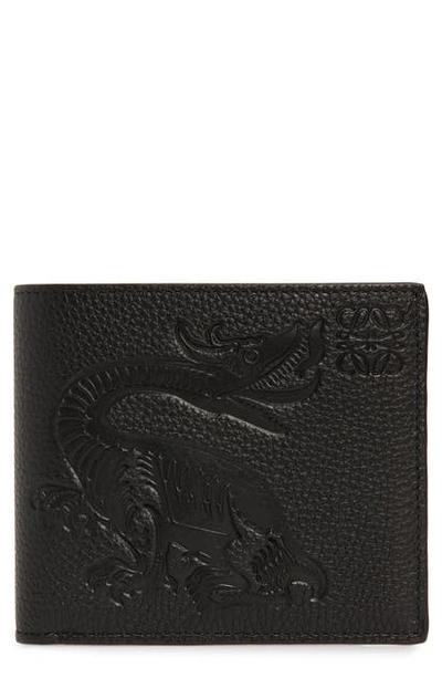 Shop Loewe Animal Embossed Leather Bifold Wallet In Black