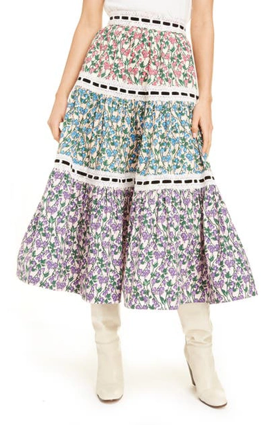 Shop Marc Jacobs Mixed Floral Tiered Prairie Skirt In Multi