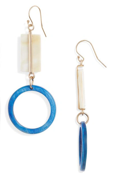 Shop Akola Horn Drop Hoop Earrings In Blue Multi