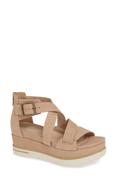 Shop Eileen Fisher Boost Wedge Sandal In Latte Nubuck