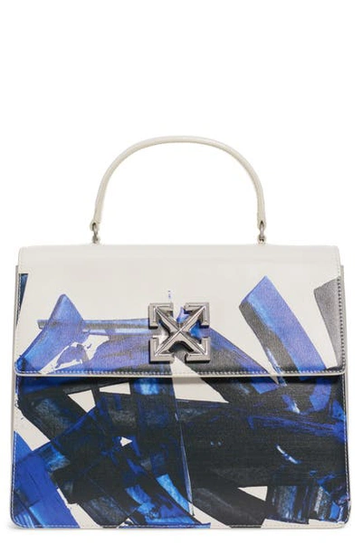 Shop Off-white Jitney 4.3 Brushstroke Print Handbag In White Blue
