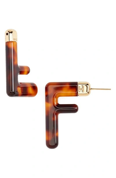 Shop Fendi Small Ff Earrings In Transparent/ Gold