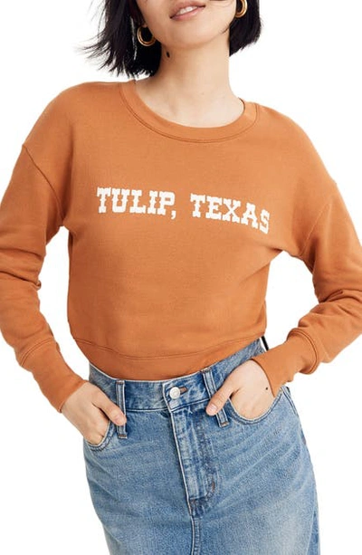 Shop Madewell Tulip Texas Crop Sweatshirt In Mulled Cider Tulip Tx