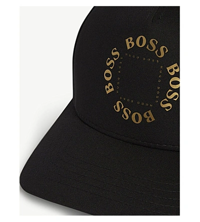Shop Hugo Boss Metallic Logo Canvas Baseball Cap In Black