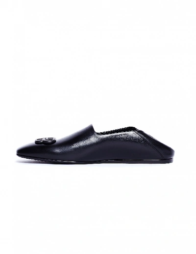 Shop Balenciaga Black Leather Cosy Bb Loafers In White