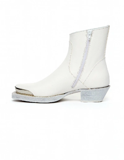 Shop Vetements White Leather Cowboy Boots