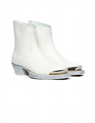 Shop Vetements White Leather Cowboy Boots