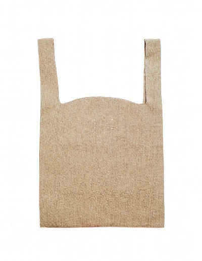 Shop Maison Margiela Printed Linen Shopping Bag In Beige