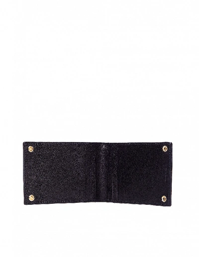 Shop Ugo Cacciatori Black Grained Leather Buttons Cardholder