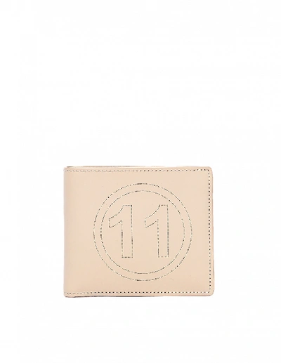Shop Maison Margiela Beige Perforated Logo Leather Wallet