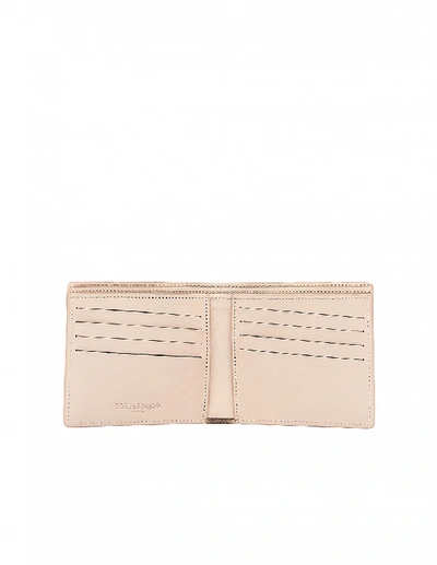 Shop Maison Margiela Beige Perforated Logo Leather Wallet