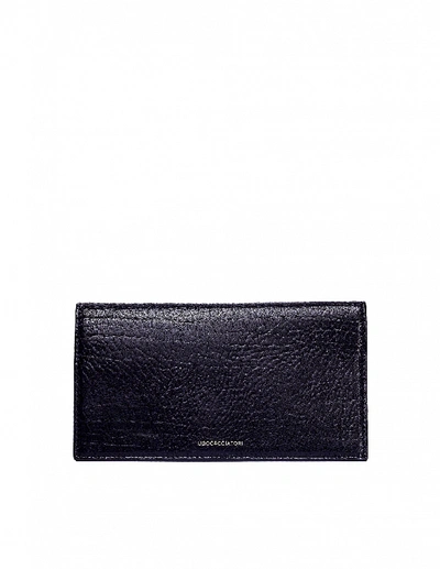 Shop Ugo Cacciatori Black Grained Leather Long Pocket Wallet