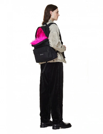 Shop Balenciaga Pink Fur Lining Explorer Backpack In Black