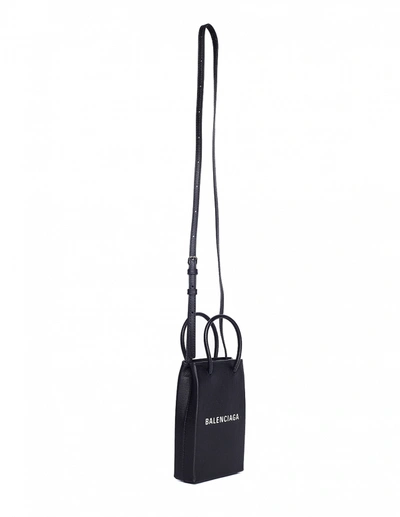 Shop Balenciaga Black Shopping Phone Holder Bag