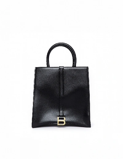 Shop Balenciaga Black Leather Hourglass Square Bag