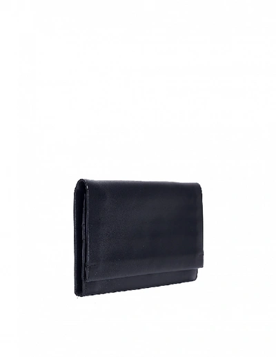 Shop Isaac Reina Black Shoulder Strap Leather Wallet