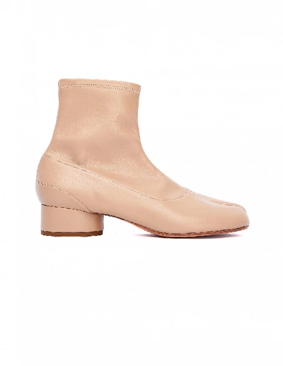 Shop Maison Margiela Beige Leather Tabi Ankle Boots