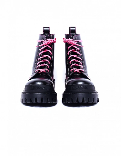 Shop Balenciaga Black Leather Strike Boots