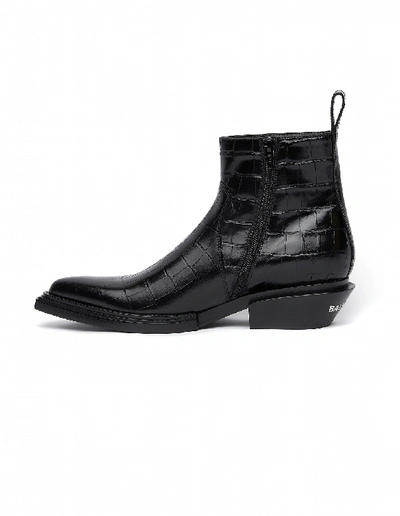 Shop Balenciaga Black Leather Santiag Boots