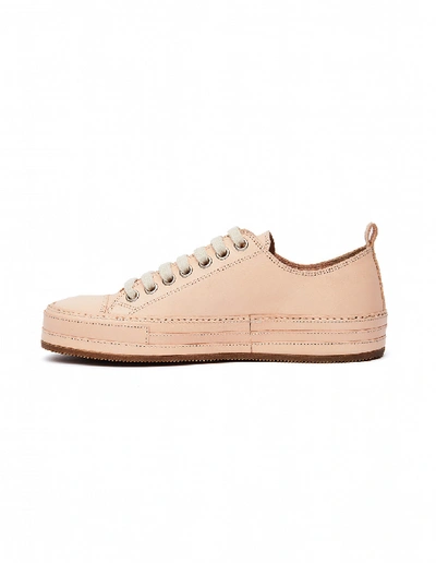 Shop Ann Demeulemeester Beige Leather Low-top Sneakers