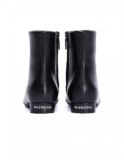 Balenciaga Oval Leather Ankle Boots In Black
