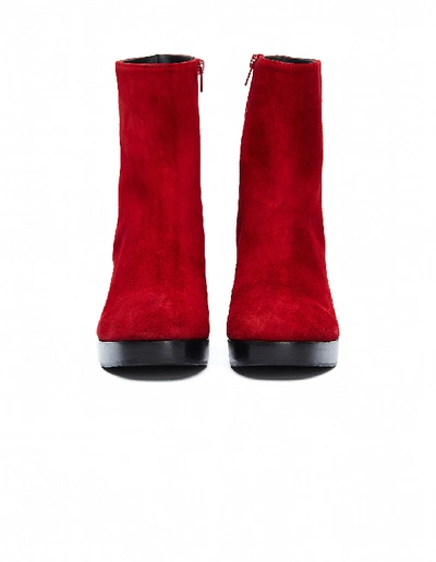 Shop A.f.vandevorst Red Suede Round Toe Ankle Boots