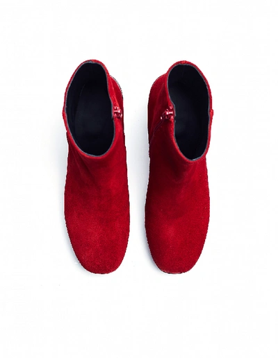 Shop A.f.vandevorst Red Suede Round Toe Ankle Boots